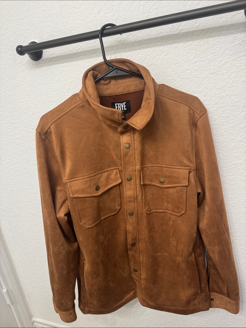Frye Men's Suede Shirt Jacket in Chestnut Brown